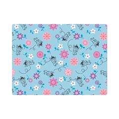 Pink And Blue Floral Wallpaper Premium Plush Fleece Blanket (mini) by uniart180623