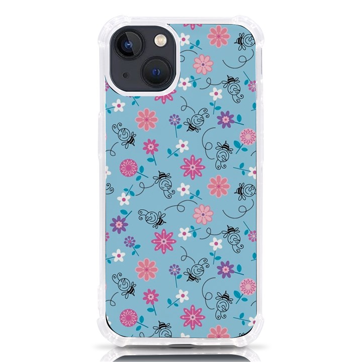 Pink And Blue Floral Wallpaper iPhone 13 TPU UV Print Case