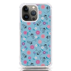 Pink And Blue Floral Wallpaper Iphone 13 Pro Tpu Uv Print Case by uniart180623