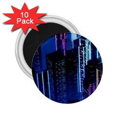 Night Music The City Neon Background Synth Retrowave 2 25  Magnets (10 Pack)  by uniart180623