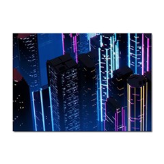 Night Music The City Neon Background Synth Retrowave Sticker A4 (10 Pack) by uniart180623