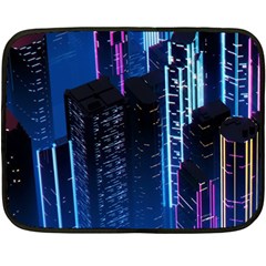 Night Music The City Neon Background Synth Retrowave Fleece Blanket (mini) by uniart180623