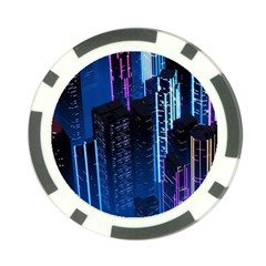 Night Music The City Neon Background Synth Retrowave Poker Chip Card Guard (10 Pack) by uniart180623