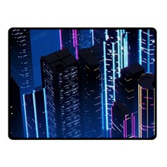 Night Music The City Neon Background Synth Retrowave Fleece Blanket (small) by uniart180623