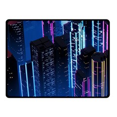 Night Music The City Neon Background Synth Retrowave Two Sides Fleece Blanket (small) by uniart180623