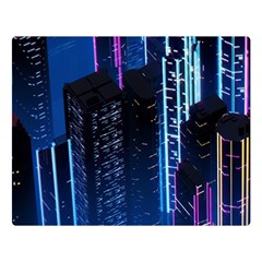 Night Music The City Neon Background Synth Retrowave Two Sides Premium Plush Fleece Blanket (large) by uniart180623