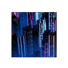 Night Music The City Neon Background Synth Retrowave Satin Bandana Scarf 22  X 22  by uniart180623