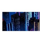 Night Music The City Neon Background Synth Retrowave Satin Wrap 35  x 70  Front