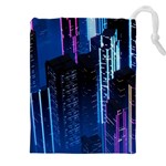 Night Music The City Neon Background Synth Retrowave Drawstring Pouch (5XL) Front