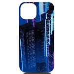 Night Music The City Neon Background Synth Retrowave iPhone 14 Black UV Print Case Front