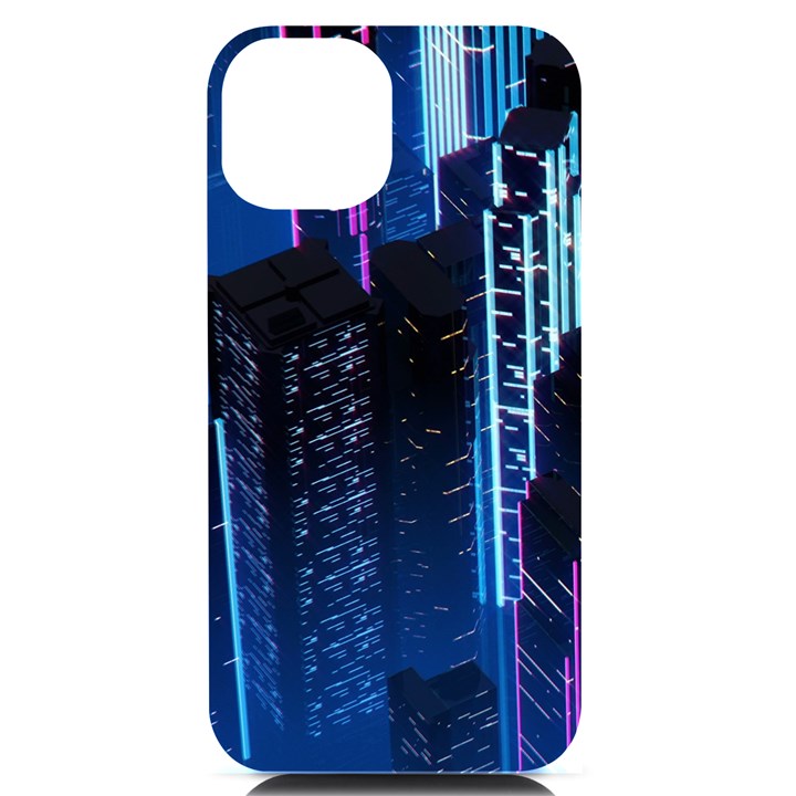 Night Music The City Neon Background Synth Retrowave iPhone 14 Black UV Print Case