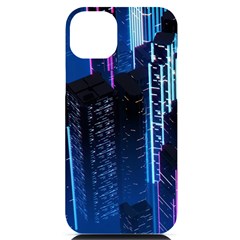 Night Music The City Neon Background Synth Retrowave Iphone 14 Plus Black Uv Print Case by uniart180623