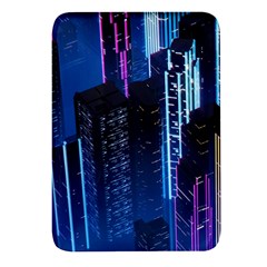 Night Music The City Neon Background Synth Retrowave Rectangular Glass Fridge Magnet (4 Pack) by uniart180623