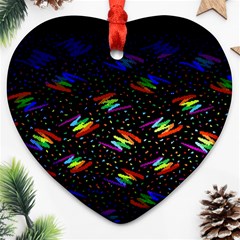 Rainbows Pixel Pattern Ornament (heart) by uniart180623