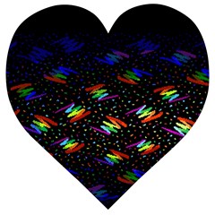 Rainbows Pixel Pattern Wooden Puzzle Heart by uniart180623