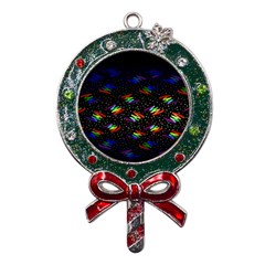 Rainbows Pixel Pattern Metal X mas Lollipop With Crystal Ornament by uniart180623