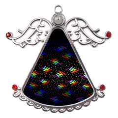 Rainbows Pixel Pattern Metal Angel With Crystal Ornament by uniart180623