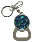 Blue Background Pattern Feather Peacock Bottle Opener Key Chain Front