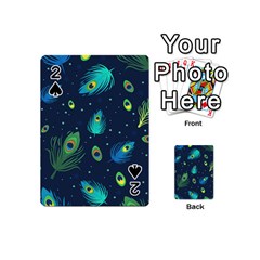 Blue Background Pattern Feather Peacock Playing Cards 54 Designs (mini) by uniart180623