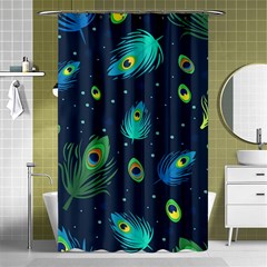 Blue Background Pattern Feather Peacock Shower Curtain 48  X 72  (small)  by uniart180623