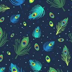 Blue Background Pattern Feather Peacock Play Mat (square) by uniart180623