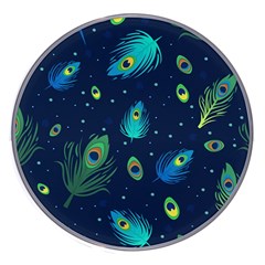 Blue Background Pattern Feather Peacock Wireless Fast Charger(white) by uniart180623