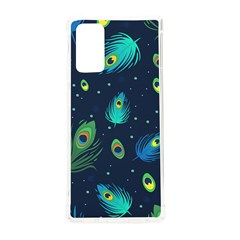 Blue Background Pattern Feather Peacock Samsung Galaxy Note 20 Tpu Uv Case by uniart180623