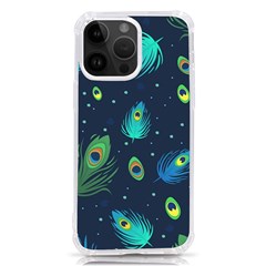 Blue Background Pattern Feather Peacock Iphone 14 Pro Max Tpu Uv Print Case by uniart180623