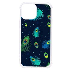 Blue Background Pattern Feather Peacock Iphone 13 Mini Tpu Uv Print Case