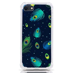 Blue Background Pattern Feather Peacock Iphone Se by uniart180623