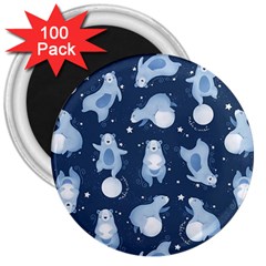 Bear Pattern Patterns Planet Animals 3  Magnets (100 Pack) by uniart180623