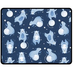 Bear Pattern Patterns Planet Animals Two Sides Fleece Blanket (medium) by uniart180623