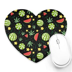 Watermelon Berries Patterns Pattern Heart Mousepad by uniart180623