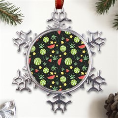 Watermelon Berries Patterns Pattern Metal Large Snowflake Ornament by uniart180623