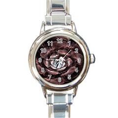 Flower Fractal Art Cool Petal Abstract Round Italian Charm Watch