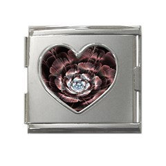 Flower Fractal Art Cool Petal Abstract Mega Link Heart Italian Charm (18mm) by uniart180623