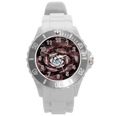 Flower Fractal Art Cool Petal Abstract Round Plastic Sport Watch (l) by uniart180623