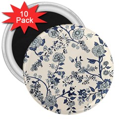 Vintage Background Blue Roses Rose Pattern Retro 3  Magnets (10 Pack)  by uniart180623