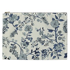 Vintage Background Blue Roses Rose Pattern Retro Cosmetic Bag (xxl) by uniart180623