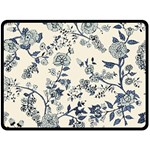 Vintage Background Blue Roses Rose Pattern Retro Two Sides Fleece Blanket (Large) 80 x60  Blanket Front