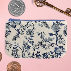 Vintage Background Blue Roses Rose Pattern Retro Large Coin Purse by uniart180623