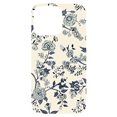 Vintage Background Blue Roses Rose Pattern Retro Iphone 14 Pro Max Black Uv Print Case