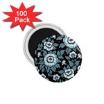 Vintage Floral Pattern Blue Damask Pattern Blue Vintage 1.75  Magnets (100 pack)  Front