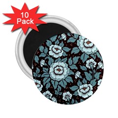 Vintage Floral Pattern Blue Damask Pattern Blue Vintage 2 25  Magnets (10 Pack) 