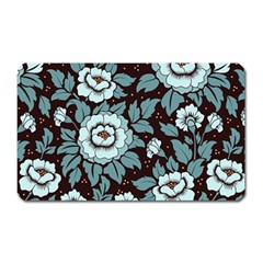 Vintage Floral Pattern Blue Damask Pattern Blue Vintage Magnet (rectangular) by uniart180623