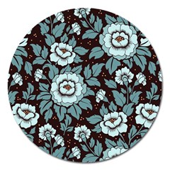 Vintage Floral Pattern Blue Damask Pattern Blue Vintage Magnet 5  (round) by uniart180623