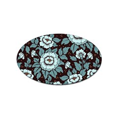 Vintage Floral Pattern Blue Damask Pattern Blue Vintage Sticker Oval (10 Pack) by uniart180623