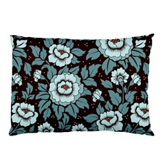 Vintage Floral Pattern Blue Damask Pattern Blue Vintage Pillow Case by uniart180623