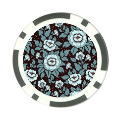 Vintage Floral Pattern Blue Damask Pattern Blue Vintage Poker Chip Card Guard (10 Pack) by uniart180623