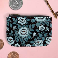 Vintage Floral Pattern Blue Damask Pattern Blue Vintage Mini Coin Purse by uniart180623